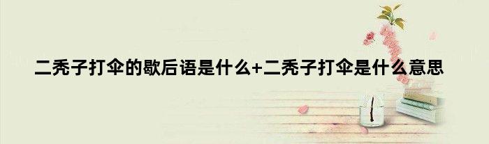 二秃子打伞的歇后语是什么 二秃子打伞是什么意思