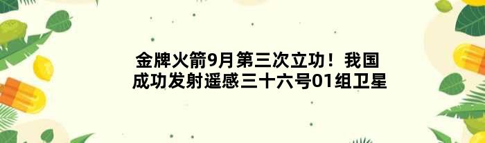 火箭9月第三次立功！我国成功发射遥感三十六号01组卫星