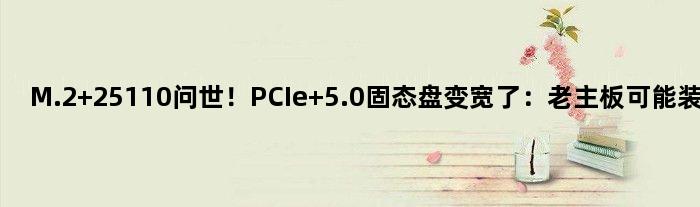 M.2 25110问世！PCIe 5.0固态盘变宽了：老主板可能装不上