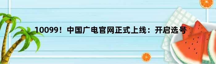 10099！中国广电官网正式上线：开启选号