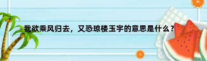 “我欲乘风归去，又恐琼楼玉宇”的意思是什么？