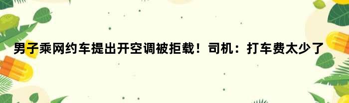 男子乘网约车提出开空调被拒载！司机：打车费太少了