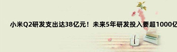 小米Q2研发支出达38亿元！未来5年研发投入要超1000亿