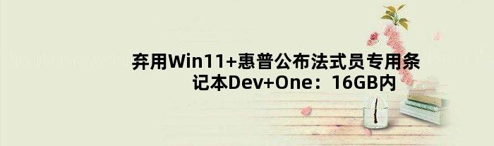 弃用Win11 惠普公布法式员专用条记本Dev One：16GB内存被吐槽