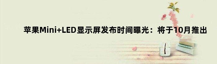 苹果Mini LED显示屏发布时间曝光：将于10月推出