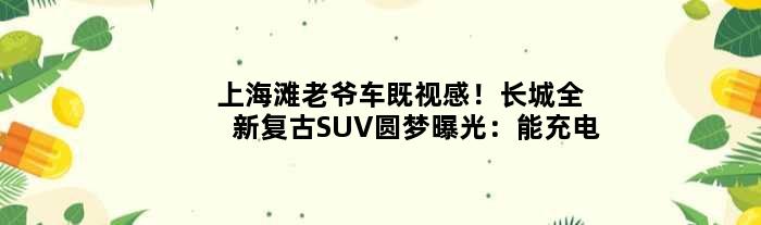 “上海滩”老爷车既视感！长城全新复古SUV“圆梦”曝光：能充电