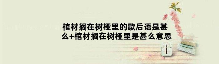 棺材搁在树桠里的歇后语是甚么 棺材搁在树桠里是甚么意思