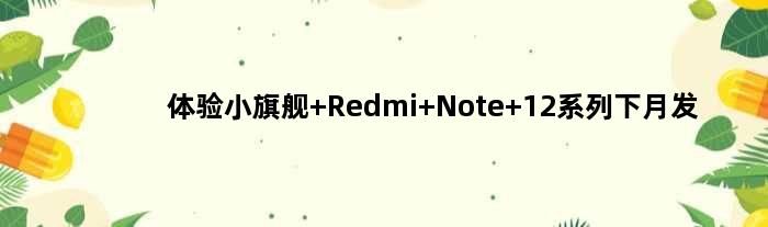 “体验小旗舰” Redmi Note 12系列下月发