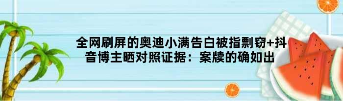 全网刷屏的奥迪小满告白被指剽窃 抖音博主晒对照证据：案牍的确如出一辙