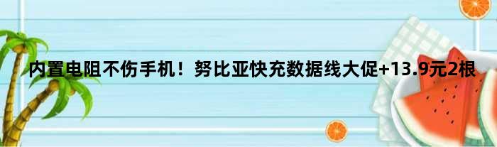 内置电阻不伤手机！努比亚快充数据线大促 13.9元2根