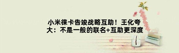 小米徕卡告竣战略互助！王化夸大：不是一般的联名 互助更深度