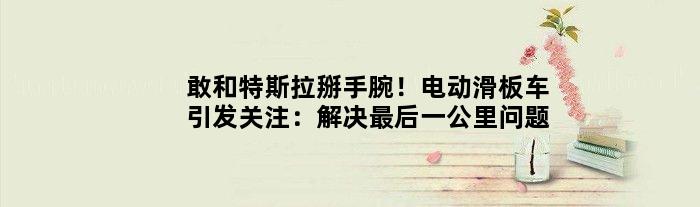 敢和特斯拉掰手腕！电动滑板车引发关注：解决最后一公里问题