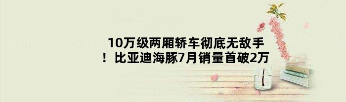 10万级两厢轿车彻底手！比亚迪海豚7月销量首破2万