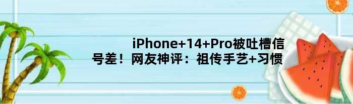 iPhone 14 Pro被吐槽信号差！网友神评：手艺 习惯就好