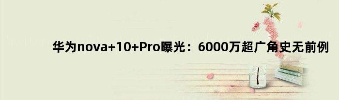 华为nova 10 Pro曝光：6000万超广角