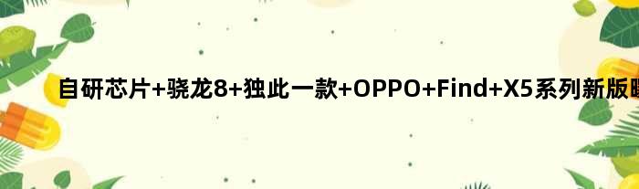 自研芯片+骁龙8+独此一款 OPPO Find X5系列新版曝光