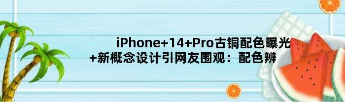 iPhone 14 Pro古铜配色曝光 新概念设计引网友围观：配色辨识度超高