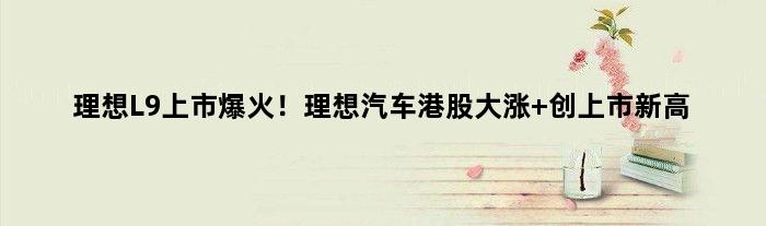 理想L9上市爆火！理想汽车港股大涨 创上市新高