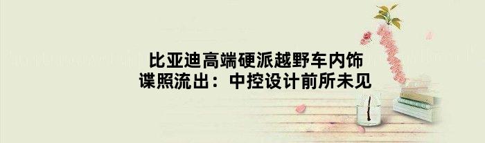 比亚迪高端硬派越野车内饰谍照流出：中控设计前所未见