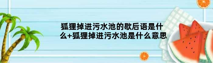狐狸掉进污水池的歇后语是什么 狐狸掉进污水池是什么意思