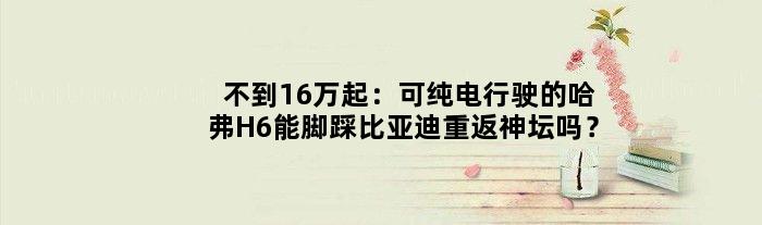 不到16万起：可纯电行驶的哈弗H6能脚踩比亚迪重返神坛吗？