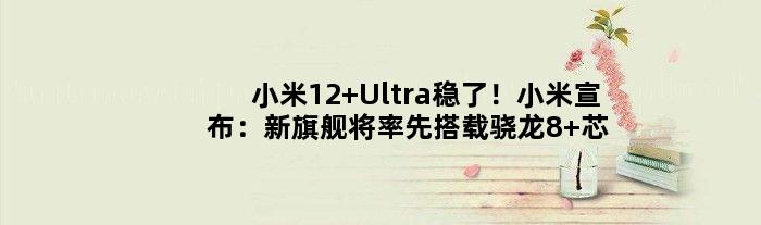 小米12 Ultra稳了！小米宣布：新旗舰将率先搭载骁龙8+芯片