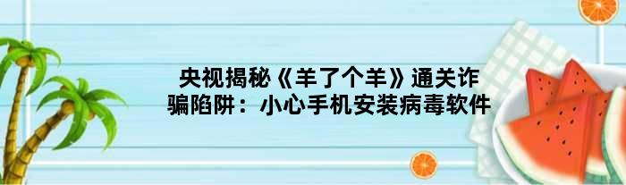 央视揭秘《羊了个羊》通关诈骗陷阱：小心手机安装病毒软件