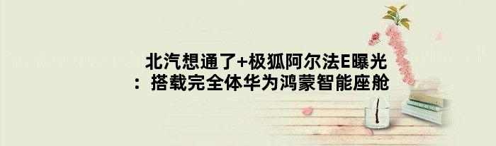 北汽想通了 极狐阿尔法E曝光：搭载完全体华为鸿蒙智能座舱
