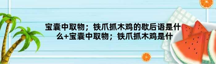 宝囊中取物；铁爪抓木鸡的歇后语是什么 宝囊中取物；铁爪抓木鸡是什么意思