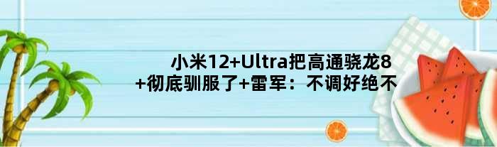 小米12 Ultra把高通骁龙8+彻底驯服了 雷军：不调好绝不发布