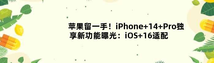 苹果留一手！iPhone 14 Pro独享新功能曝光：iOS 16适配常亮屏特性