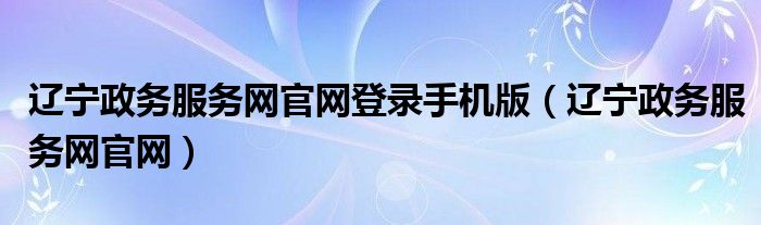 辽宁政务服务网官网(辽宁政务服务网官网登录手机版)