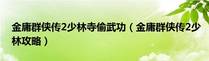 金庸群侠传2少林攻略(金庸群侠传2少林寺偷武功)