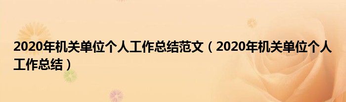 2020年机关单位个人工作总结(2020年机关单位个人工作总结范文)