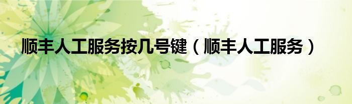 顺丰人工服务(顺丰人工服务按几号键)