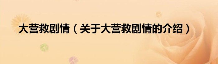 关于大营救剧情的介绍(大营救剧情)