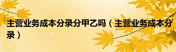 主营业务成本分录(主营业务成本分录分甲乙吗)