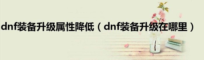 dnf装备升级在哪里(dnf装备升级属性降低)