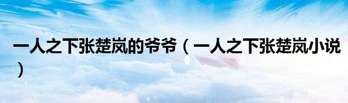 一人之下张楚岚小说(一人之下张楚岚的爷爷)