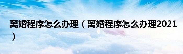 离婚程序怎么办理2021(离婚程序怎么办理)