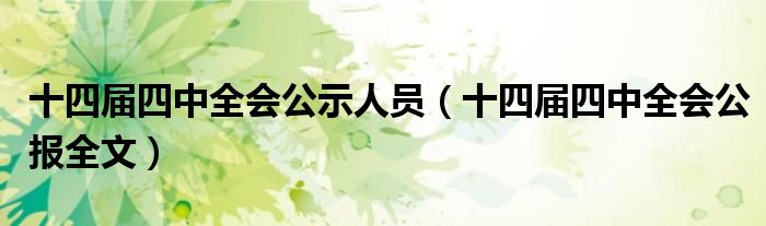 十四届四中全会公报全文(十四届四中全会公示人员)