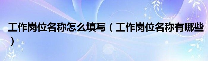 工作岗位名称有哪些(工作岗位名称怎么填写)