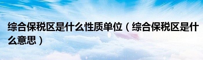 综合保税区是什么意思(综合保税区是什么性质单位)