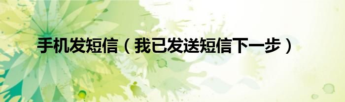 我已发送短信下一步(手机发短信)