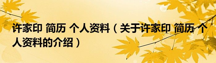 关于许家印 简历 个人资料的介绍(许家印 简历 个人资料)