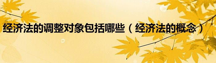 经济法的概念(经济法的调整对象包括哪些)