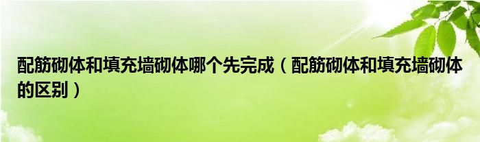 配筋砌体和填充墙砌体的区别(配筋砌体和填充墙砌体哪个先完成)