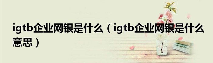igtb企业网银是什么意思(igtb企业网银是什么)