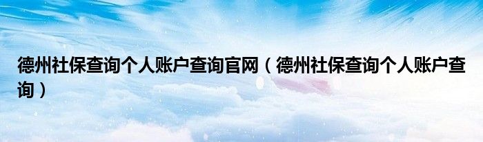 德州社保查询个人账户查询(德州社保查询个人账户查询官网)