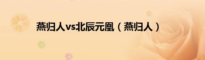 燕归人(燕归人vs北辰元凰)